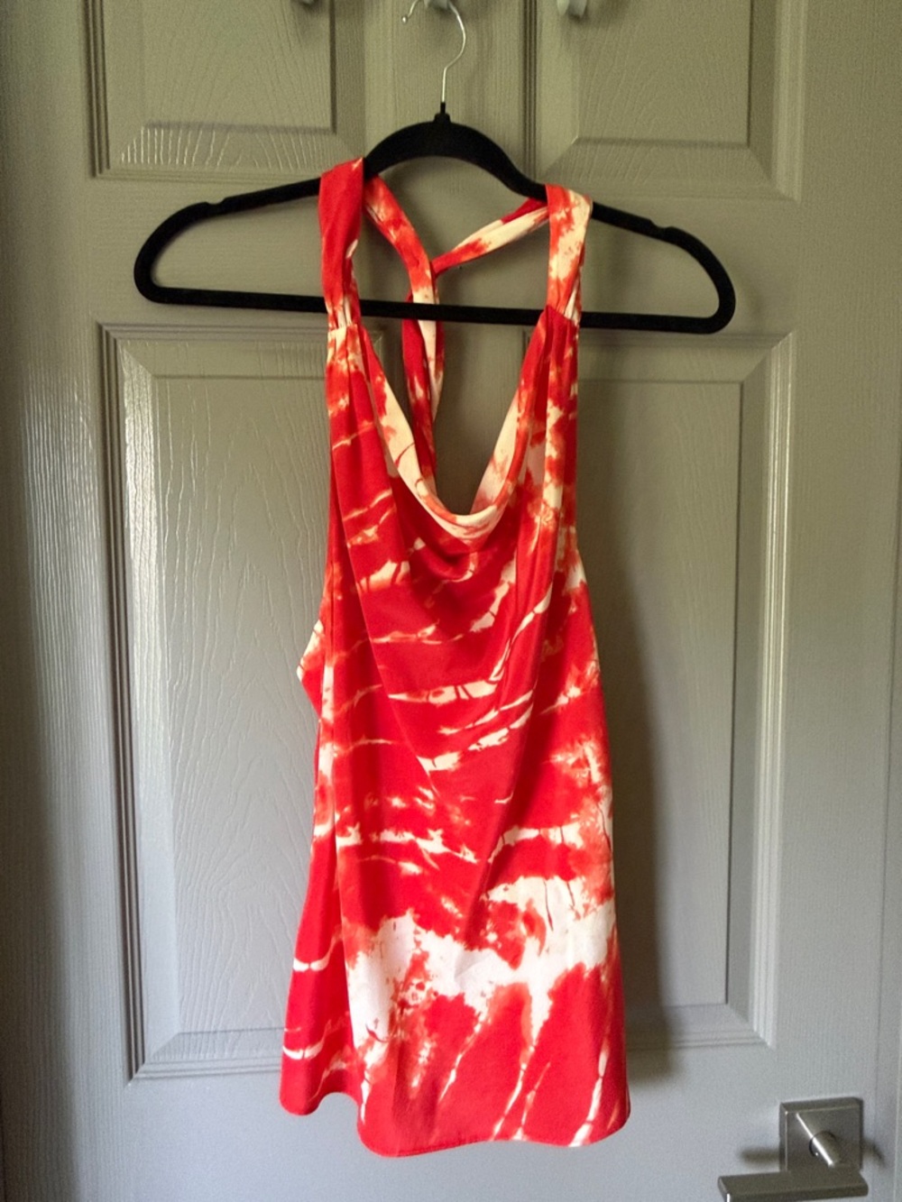 Equipment Femme Red & White Tie-Dye Silk Tank